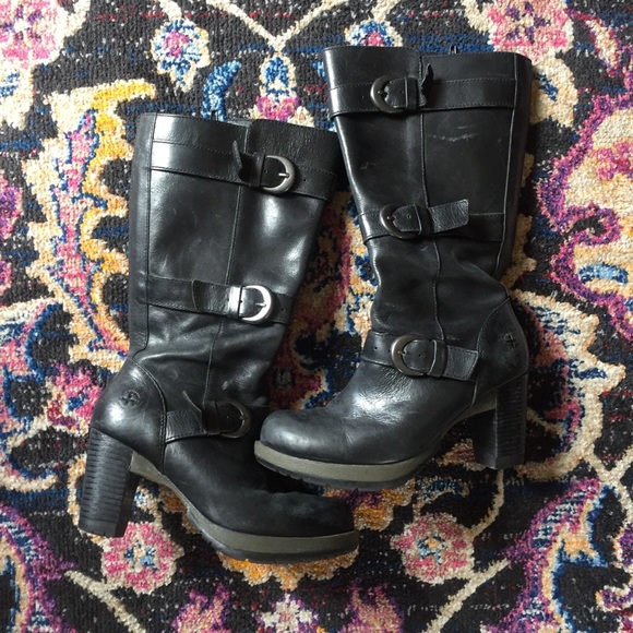 DR MARTEN Knee High High Heel Boots. Black Leather - Picture 3 of 7